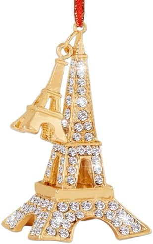 White Eiffel Tower Christmas Ornaments 2025 Metal Hanging Ornamen...