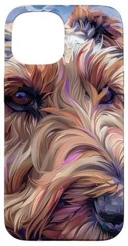 Van Gogh Style Lavender Flower Airedale Terrier Dog Case for iPhone 15