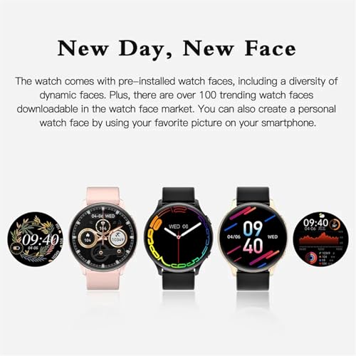 TS TAC-SKY Heren Smart Horloge 360 * 360 Bluetooth Telefoongesprek Vrouwen Smartwatch HD Digitale Lichaamstemperatuur Monitor Sport Waterdichte Horloges (Kleur: Zwart Goud) - Afbeelding 4