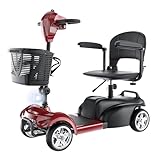 iScooter Mobility Scooters,X-02 Mobility Scooter for Adults,20KM Range 4 Wheel Electric Wheelchair Device with LED Headlight,Basket,Cup Holder and Control Panel,Lightweight Portable,for All Terrain