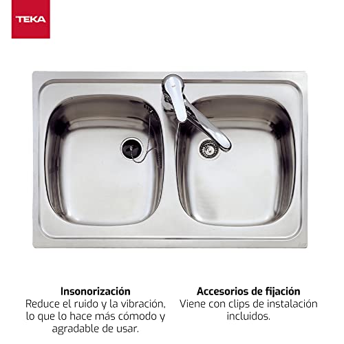 Fregadero de acero inoxidable Teka E/800.440 2C con doble cubeta 3