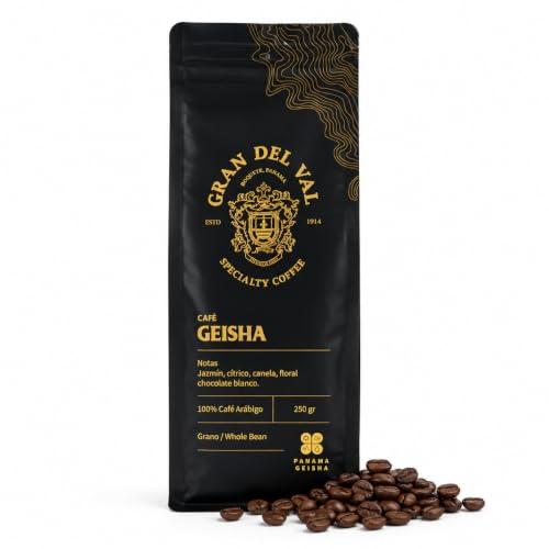 Gran Del Val Geisha Coffee Whole Beans - Panamanian Fresh Geisha Washed Coffee Beans - Panama Coffee Souvenier with Notes of Jasmine, Citrus, Floral and Sweet Caramel