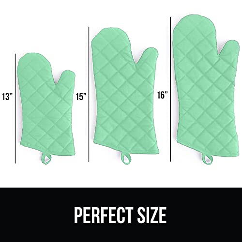 Gorilla Grip Heat Resistant Thick Cotton Oven Mitts Set, Soft Quilted Lining, Strong Grip Potholders For Hot Pans And Oven, Kitchen Mitt Pair Protect Hands, Cooking Baking Bbq Gloves, 13 Inch, Mint #TOP6