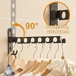 JOOM Clothes Drying Rack,Wall Mounted Drying Rack,Retractable Folding Wall Clothes Hanger Rack Laundry Hanger Sturdy Hanging Dryer Rack Clothes Hooks of Metal (one Pack, Black)
