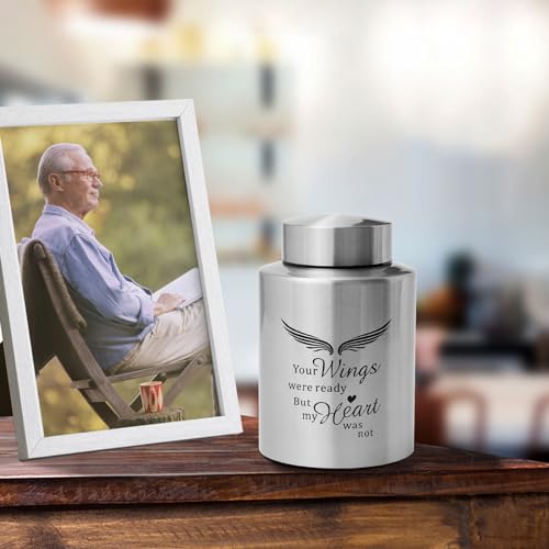 Image of Medium Cremation Urns for Human Ashes Adult Male Female,Medium Decorative Silver Urns for Ashes Women Men (Up to 50 Cubic Inches)