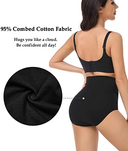 wirarpa Women's Underwear Cotton Super High Waisted Briefs Stretch Full Coverage Panties 4 Pack