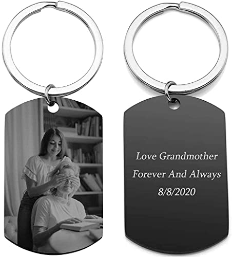 Preisvergleich Produktbild CGFN benutzerdefinierte Hundemarke Schlüsselbund benutzerdefinierte Gravur Personalisierter Text & Fotogravurt Junge Mädchen Edelstahl personalisierte Schlüsselbund (2 Stück- Mit Text & Fotogravur)