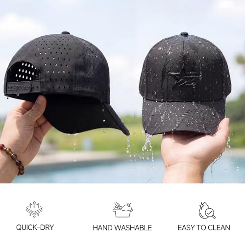 Image of Men Quick Dry Water Resistant Mesh Snapback Baseball Cap Adjustable Hat 22 inch-23.6 inch(56-60cm) for Golf Running Workout