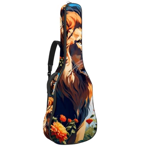 Housse guitare acoustique à motif lion grand sac étanche avec poches