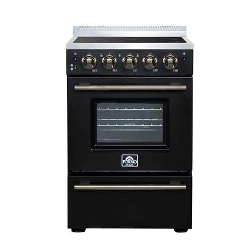 Forno Loiano 24-Inch Freestanding Electric Range with Antique Brass Knobs & Handle