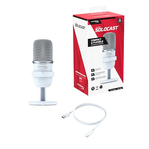 HyperX SoloCast – Micro USB à condensateur de Jeu, pour PC, PS5, PS4 et Mac, capteur de Coupure de Son, Diagramme Polaire cardioïde, Jeux, Streaming, podcasts, Twitch, Youtube, Discord