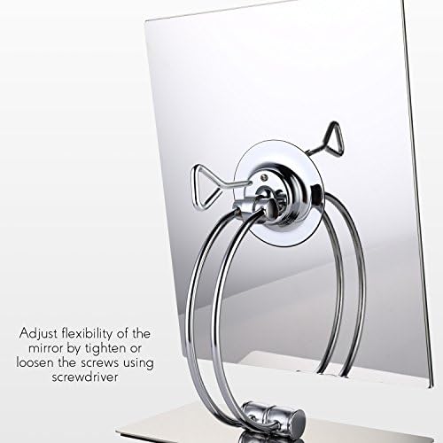 Miusco Large Tabletop Vanity Makeup Mirror with Stand, Non-Magnifying, 26 x 21 cm, Elegant Frameless Beveled Edges Design, All Direction Swivel, Rectangle, Chrome