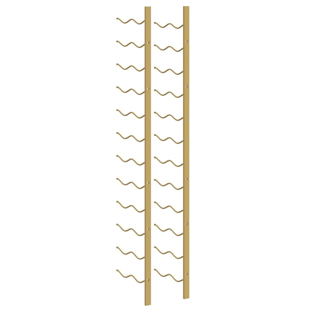 Wand-Weinregal aus goldenem Eisen für 24 Flaschen, 2 Stück, modernes Flaschenregal für Küche, Bar, Speisekammer, praktische Weinaufbewahrung und stilvolle Lagerung