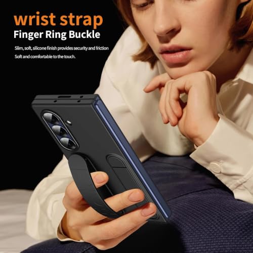 Image of Hybird Shockproof Mobile Back Cover Case for Samsung Galaxy Z Fold 8 Ultra Case with Wrist Band Strap, Stand Case Galaxy Z Fold8 Ultra 5G Cover