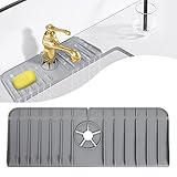 JARFAR Kitchen Sink Splash Guard Silicone Faucet Mat Drip Catcher Tray Silicone Soap Sponge Holder F