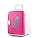 Peaceip Mini lodówka samochodowa, 12 l, mała chłodziarka, do użytku domowego, na zewnątrz, przenośna, mała zamrażarka (kolor: różowy)