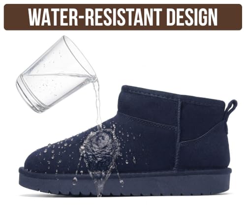 Image of 100% Genuine Leather Womens Boots Fur-Lined Booties Ankle Boots for Women