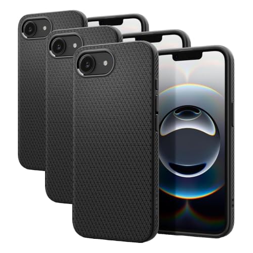 Image of Spigen for iPhone 17e / 16e Case, Liquid Air [Military-Grade Protection] - Matte Black (Pack of 3)