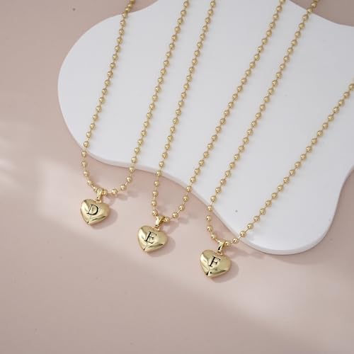 KISSCLOUD Heart Initial Necklaces for Women 14K Gold Plated Dainty Letter Charm Necklace Cute Bubble Personalized Name Pendant Ball Chain E Necklace Non Tarnish Trendy Jewelry Gift — view 6