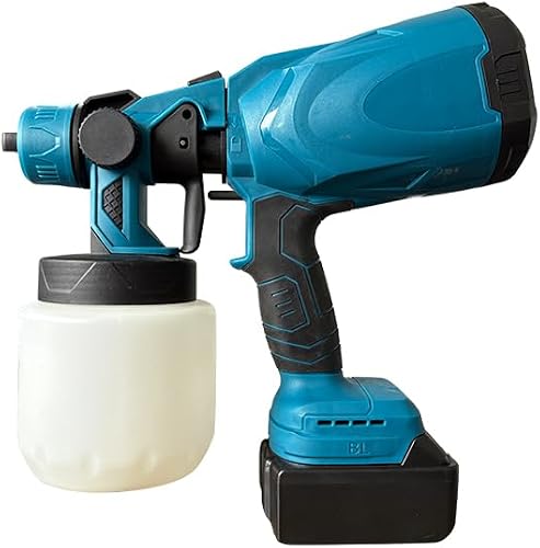 Cordless Electric Paint Spray Gun, Portable Handheld Sprayer with Battery, Blue, Professional Power Tool