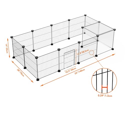 HOMIDEC Rabbit Run,Puppy Pen with Door,Encrypted Wire Mesh Cages14 Panels Indoor/Outdoor DIY Metal Pet Fence for Puppy,Rabbit,Kitten,Hamster,Guinea Pig,Turtle,Hedgehog.Black(140x70x35CM) - Image 6