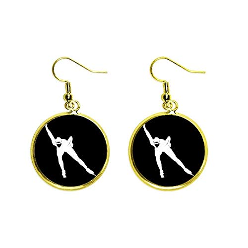 Pendientes de patinaje sport negro silueta ear dangle jewelry para moda mujer