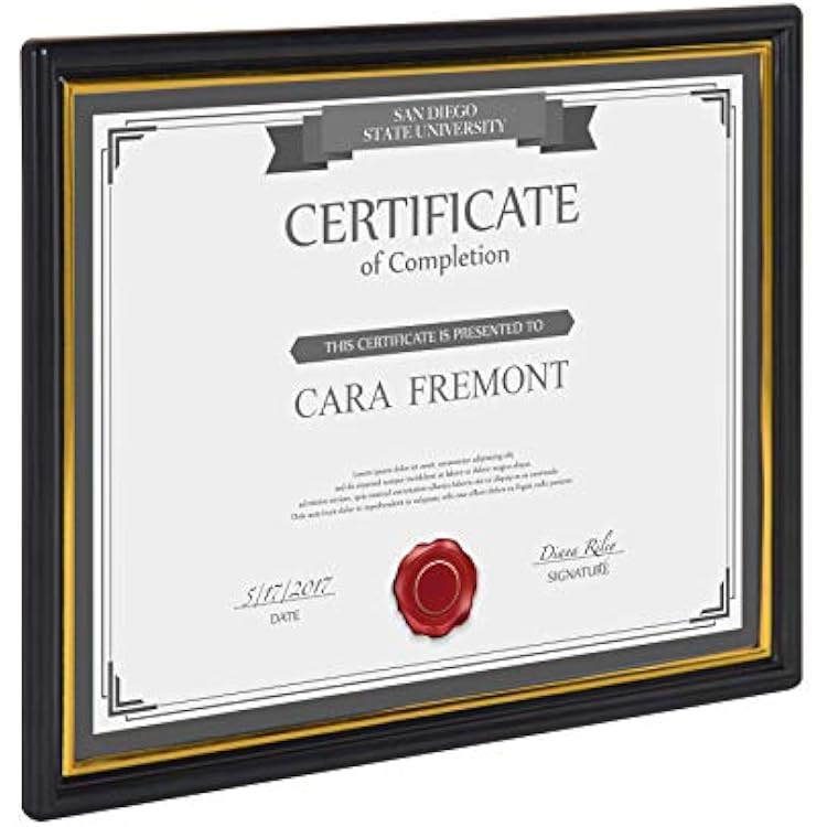 DesignOvation Corporate Document Frame Made to Display Standard Certificates, Black 8.5x11, Set of 12 Ready to Use Horizontally or Vertically