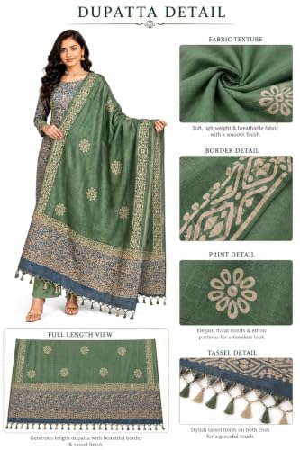 Image of HAIDER ALI AND SONS Handloom Cotton Silk Batik Print Unstitched Dress Material for Women with Dupatta | Bhagalpuri Suit Set | Salwar Suit Material | Festival, Party & Casual Wear