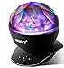 SOAIY Sleep Soother Aurora Projection LED Night Light Lamp with 8 Lighting Mode & Speaker, Relaxing Light Show for Baby Kids and Adults, Mood Light for Baby Nursery Bedroom Living Room (Black)