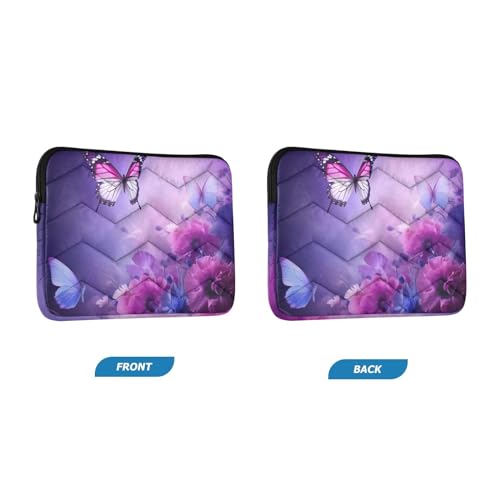 Funda para portátil con flores moradas y mariposas 13-14 pulgadas miniatura 2