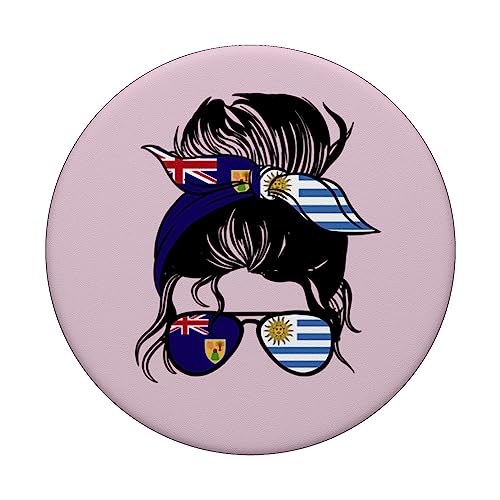 Half Turks and Caicos half Uruguayan Turks & Caicos Uruguay PopSockets Swappable PopGrip, Black - Image 3