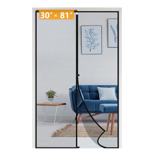 Yotache Magnetic Screen Door Fits Door Size 30" x 81", Black