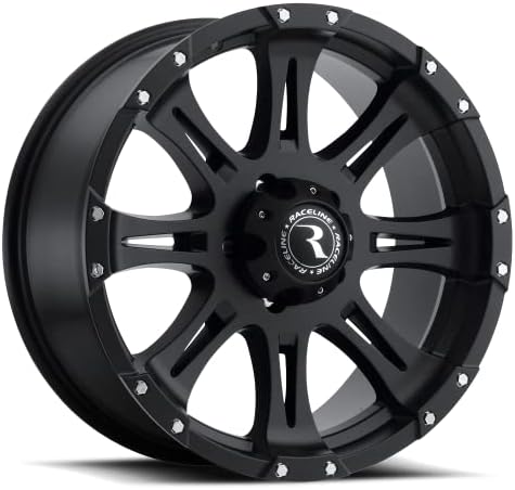 Raceline Wheels 981 RAPTOR Wheel Black 16X8"6X139.7 Bolt Pattern 0mm Offset/(4.5"B/S) 8 Spoke Aluminum Passenger Car Wheels, Full Size Replacement Black Car Rims