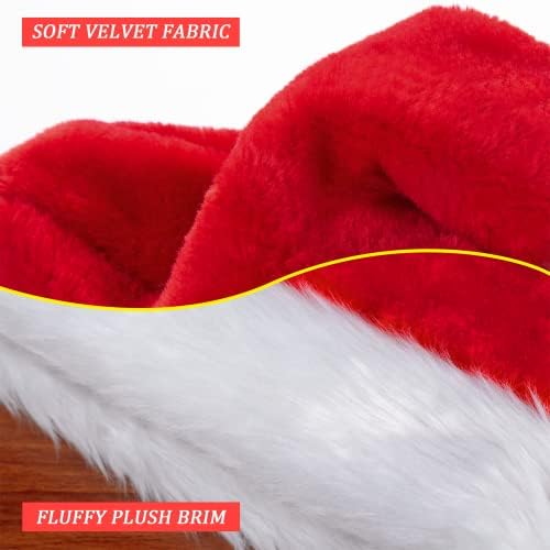 3 PCS Santa Hat Christmas Hats for Adults, Luxury Father Christmas Hats Plush Xmas Santa Claus Hat, Velvet Comfy Santa Outfit for New Year Festive Party Supply, Thicken Classic Fur Decorations