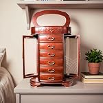 Hives and Honey Patricia Etched Glass Mahogany Jewelry Chest Jewelry Box - Image 2