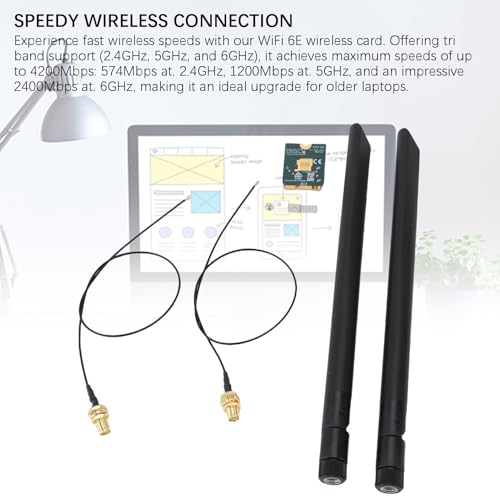 WiFi 6E Wireless Card, M.2 NGFF 5.2 4200Mbps Band Network Adapter con Antena 8dBi para Windows 10 y 11 miniatura 4