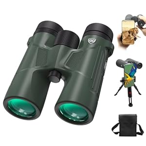 10X42 HD Binoculars for Adults High Powered with Phone Adapter and Tripod, IPX7 Waterproof Binoculars with BAK4 Prism for Bird Watching Hunting Cruise Ship Travel Hiking Outdoor Sports