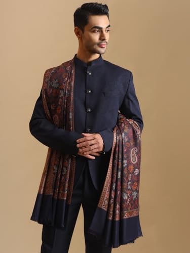 Image of Zamour Faux Pashmina Soft Jamawar Woven Jacquard Shawl for Men