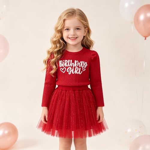 CM C&M WODRO Vêtement 2 pièces pour bébé fille - Haut à manches longues et tutu en tulle - Ensemble de t-shirt à manches longues + jupe en maille - Pour anniversaire de 18 mois à 7 ans - Costume pour – vue 4