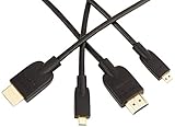 Amazon Basics - Cable Adaptador Micro HDMI a HDMI - 0,91 (2-Pack) m (estándar más Reciente)
