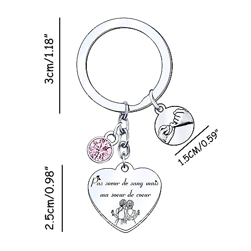 MNBVBV Cadeau Soeur Noel Porte Clef Soeur de Coeur Porte clef Amour Soeur Ma Soeur de Coeur pour toujours pour Sœur Originale Porte-clés Cadeau Soeur Anniversaire (1) (1) – vue 6