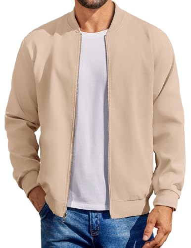 Image of COOFANDY Mens Light Cotton Bomber Jacket Flight Casual Softshell Varisty
