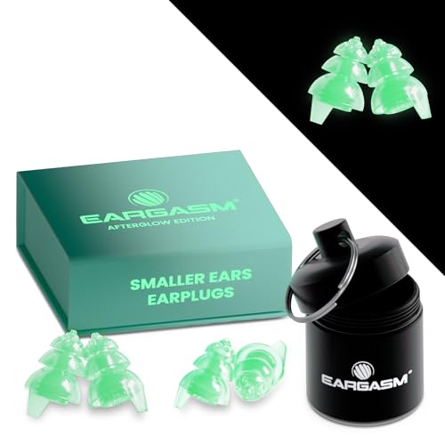 Eargasm Smaller Ears Earplugs - Afterglow Glow in Dark High Fidelity Filtered Noise Reducing Reusable Ear-Plugs for Kids, Women, Men - Hearing Protection for Raves, Festivals, Live Concerts, Sports