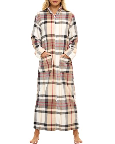 Image of Alexander Del Rossa Long Zip Up Robes, Plush Zipper Robes for Plus Size, Housecoats Zipper Front