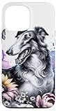 custodia per iphone 13 pro max borzoi cane mama floreale levriero russo a capelli lunghi