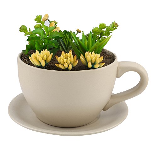 Preisvergleich Produktbild Pure.Lifestyle Porzellan Blumentopf, Groß, Kaffeetassen-Förmig, Hellbraun