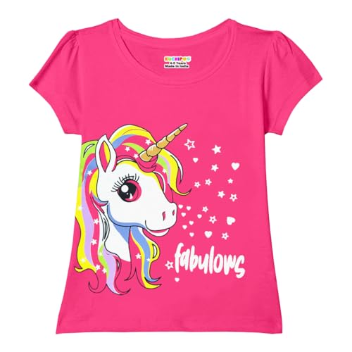 Image of Kuchipoo Girls Half Sleeves Regular Fit Cotton T-Shirt