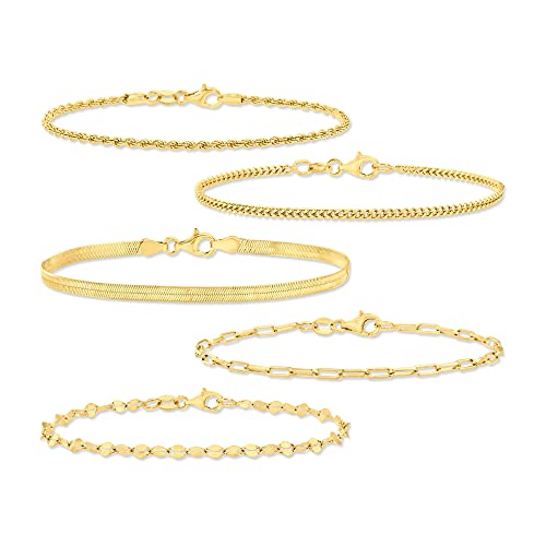 Ross-Simons Italian 18kt Gold Over Sterling Jewelry Set: 5 Chain Bracelets
