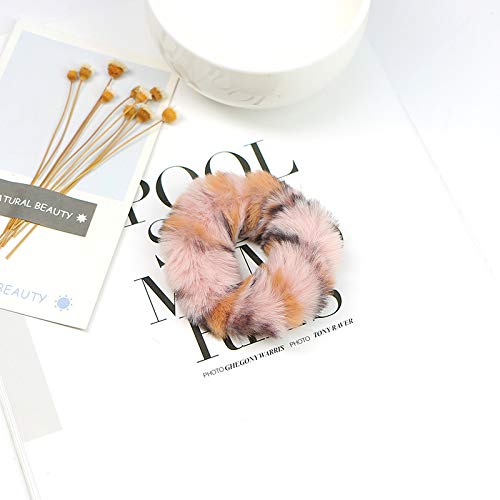 Pack Of 6 Faux Ru Furry Scrunchies, Fur Hair Bands Wristband Hair Rings, Women Girl Kid's Faux Fur Fluffy Ball Hair Band Rope, Hair Tie Ponytail Holder Hair Accessories (6Pcs-A) #TOP7