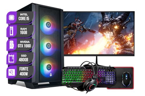 PC Gamer Completo Mancer, Intel Core i5 8ª Geração, GTX 1660 SUPER 6GB, 16GB RAM, SSD 480GB + Combo